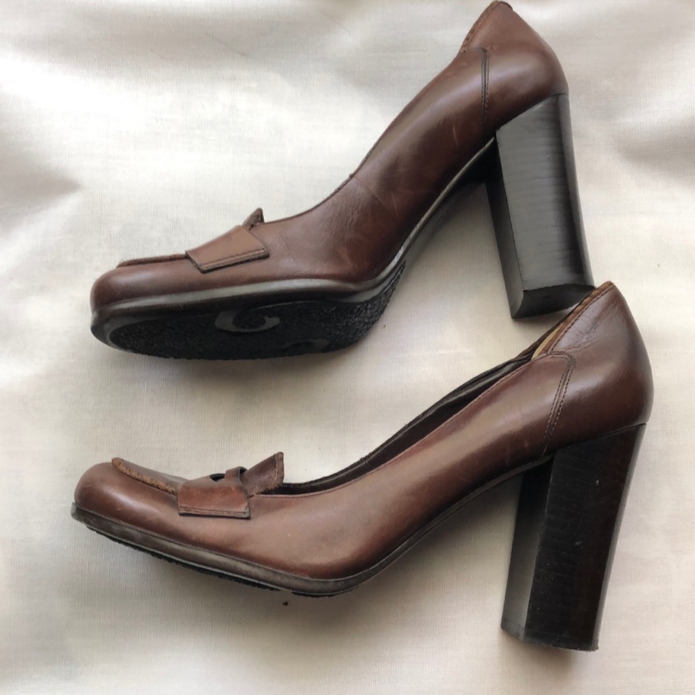 Nine West Brown High Heel Loafers Size 10